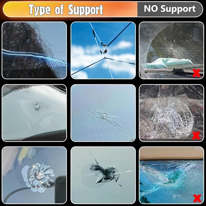 Windshield Chip Repair Kit, 2 PCS Windshield Crack Repair Kit with Suction Cup Curing Light, Car Automotive Nano Fluid Vehicle Windscreen Tool, Glass Repair Kit for Chips and Cracks, Bulls-Eye(Sunset)