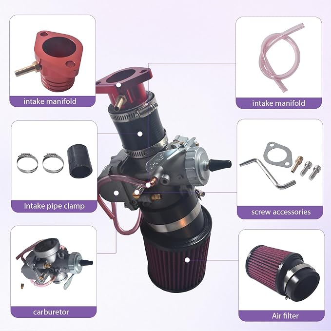 SJVLXHI VM34 Carburetor Kit, For GX390 / 420cc Predator,58mm Air Filter Red