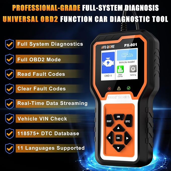 OBD2 Scanner Check Engine Light Car Code Reader Clear Error Codes ABS SRS SAS Etc Full Vehicle System Diagnostics Tool Compatible with Toyota Honda Ford