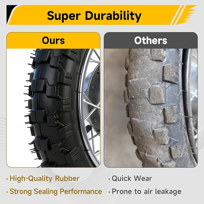 2.5-10 Dirt Bike Rear Wheel Compatible with CRF50 SSR70 TTR50 XR50, 2.5 x 10 Tire & Rim for Apollo Taotao 50cc 70cc 90cc 110cc Pit Bike Motorcycle Parts with Drum Brake Pad Shoe Assembly Silver