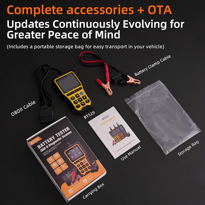 2-in-1 OBD2 Scanner with Battery Tester, 2025 Elite Engine Code Reader & 12V Battery Tester for AGM/EFB, Cranking/Charging Analyzer, Bluetooth Scan Tool for Gas Cars, SUVs & Vans