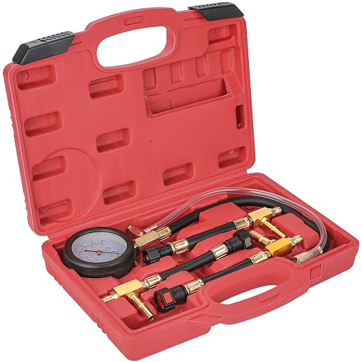 Hromee Fuel Pressure Test Kit 0-100PSI with 9.49,7.89,6.30 Fuel Line Fittings and Quick Connected Hose