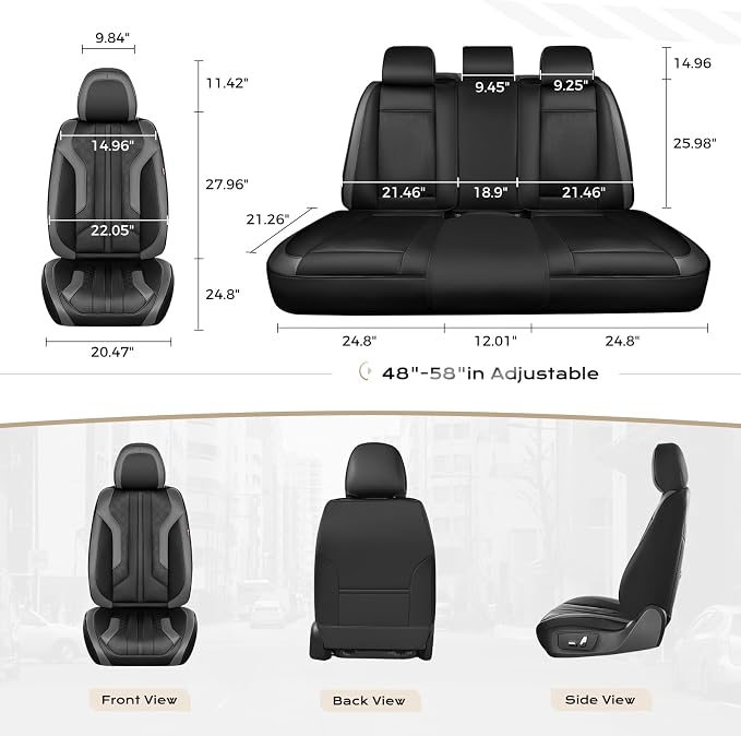 Coverado Car Seat Covers, Front Covers for Cars, Car Seat Cover Front Seats, Automotive Seat Cover, Waterproof, Leather Car Seat Cushion, Universal Interior Covers Seat Protectors for Most Cars