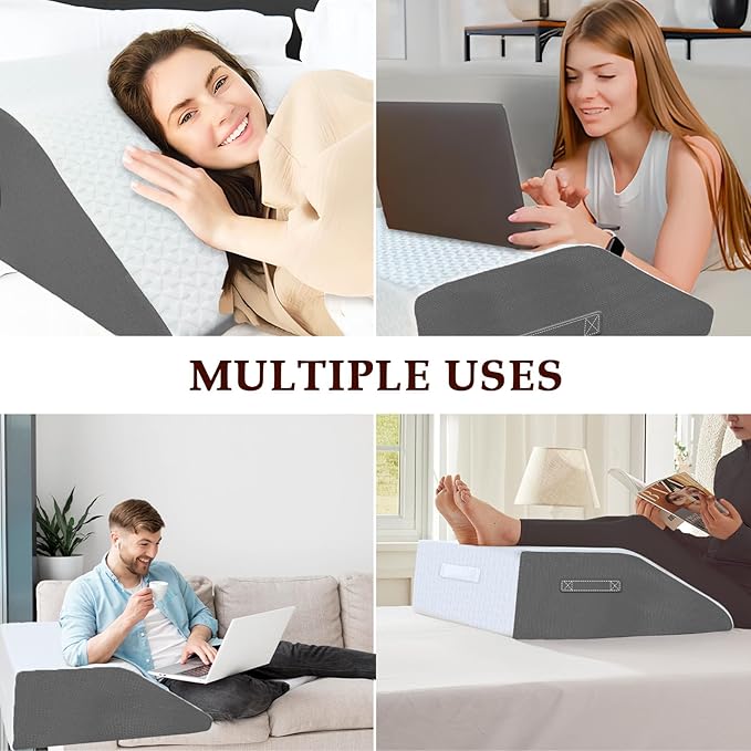 8" Leg Elevation Pillows Memory Foam Leg Support Bed Wedge Pillow Leg Elevated for Sleeping, Leg Pillows Good for Back& Knee& Hip& Ankles