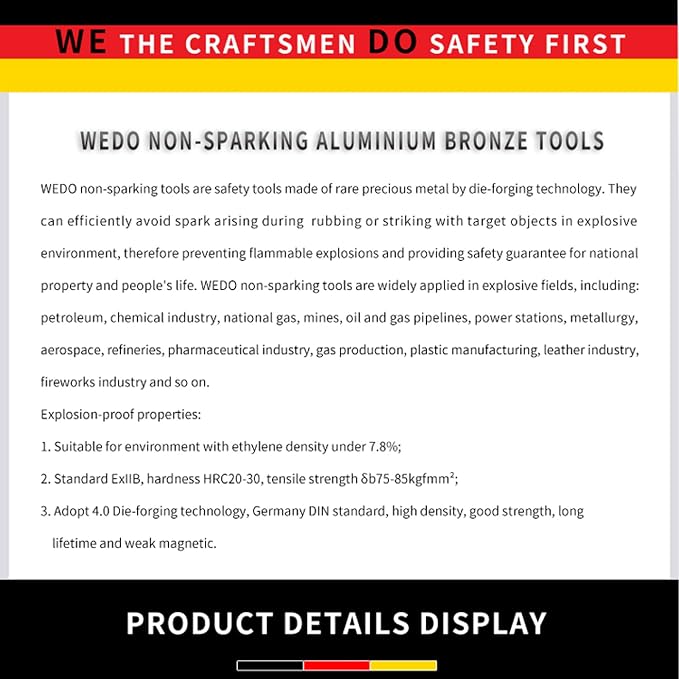 WEDO 14" Groove Joint Pliers,Tongue-and-Groove Pliers,Beryllium Copper,Non-magnetic,Length 350mm,Max jaw opening 55mm,DIN Standard, BAM & FM Certificate