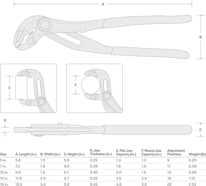 TEKTON 16 Inch Angle Nose Push Button Adjustable Pliers | PGA36316