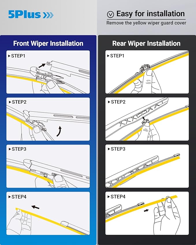 5 PLUS Wipers Replacement for Ford Explorer 2011-2024 Windshield Wiper Blades,26"+22" Windshield Wipers with 11" Rear Wiper Blade - Factory Fit & All-Season OEM Quality (Pack of 3)