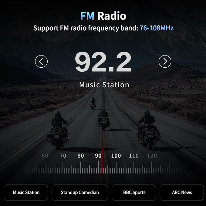 Fodsports T1 PRO Motorcycle Intercom V5.4 with Music Sharing, One-Click Switching for 4 Functional Modes, 6-Way Motorcycle Helmet Headset, FM/5 Stickers/Noise Cancellation/Stereo Music, 2 Pack