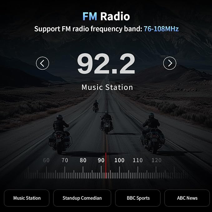 Fodsports T1 PRO Motorcycle Intercom V5.4 with Music Sharing, One-Click Switching for 4 Functional Modes, 6-Way Motorcycle Helmet Headset, FM/5 Stickers/Noise Cancellation/Stereo Music, 2 Pack
