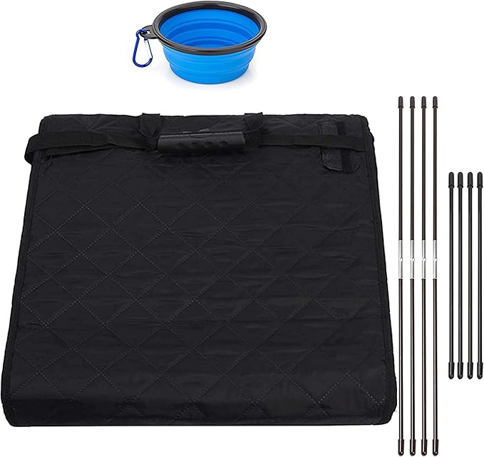 Dog & Pet Car Seat for Front Seat - 23.7'' x 20.9'' x 13.8'' - Robust Fiberglass Rods - Quilted Seat Surface and Anti-Slip Coating - Dog Car Accessories - Plus: Foldable Bowl