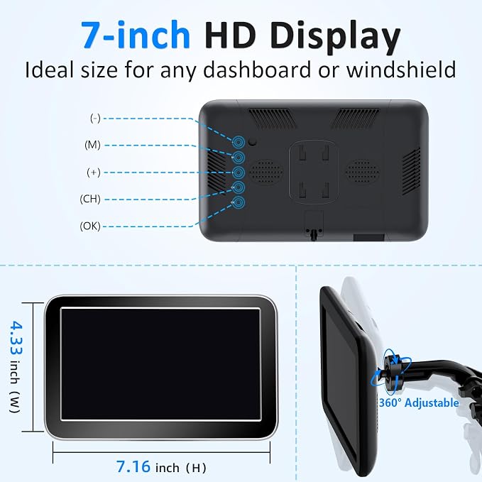 1080P HD Wireless Backup Camera 7 Inch: Clear Real-Time Rear View for Towing Campers, Trailers and 5th Wheels - Auto Night Vision, 12-Mins Easy Install for Truck & RV Owners