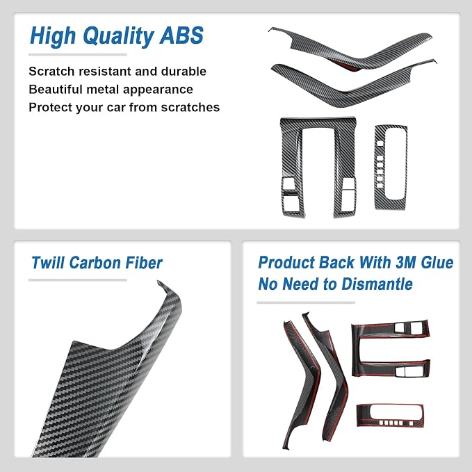Carbon Fiber Gear Shift Panel Cover Compatible with Honda Civic 10th Gen 2016-2021