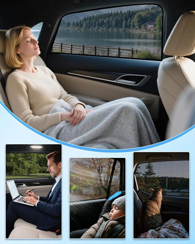 Car Window Shade for Honda Odyssey 2022-2025,2 Pack UV & Glare Protection, Breathable Privacy Screen, Insect & Bug Blocker Magnetic Mesh Side Rear Sun Shades for Baby Camping, Napping & Travel