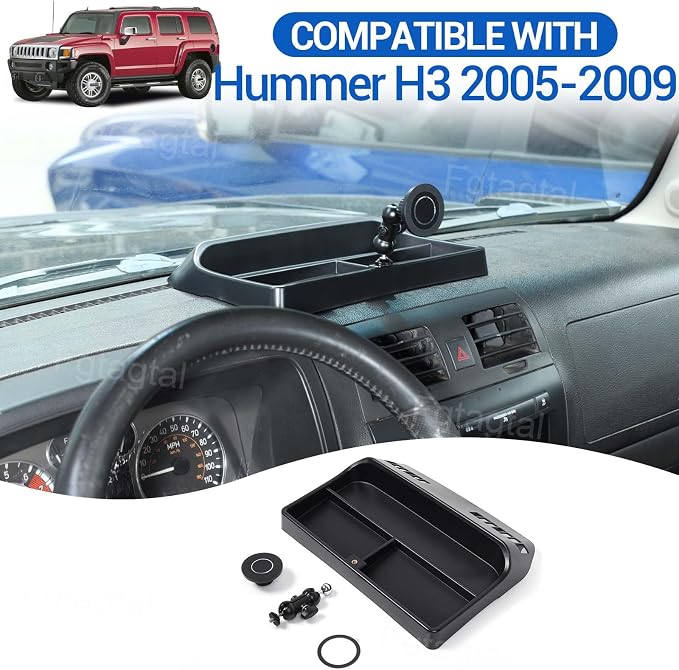 Center Console Multi-Mount Phone Holder Storage Box Compatible with Hummer H3 2005-2009 ABS Central Control Dashboard Storage Box Tray Organizer, Style E