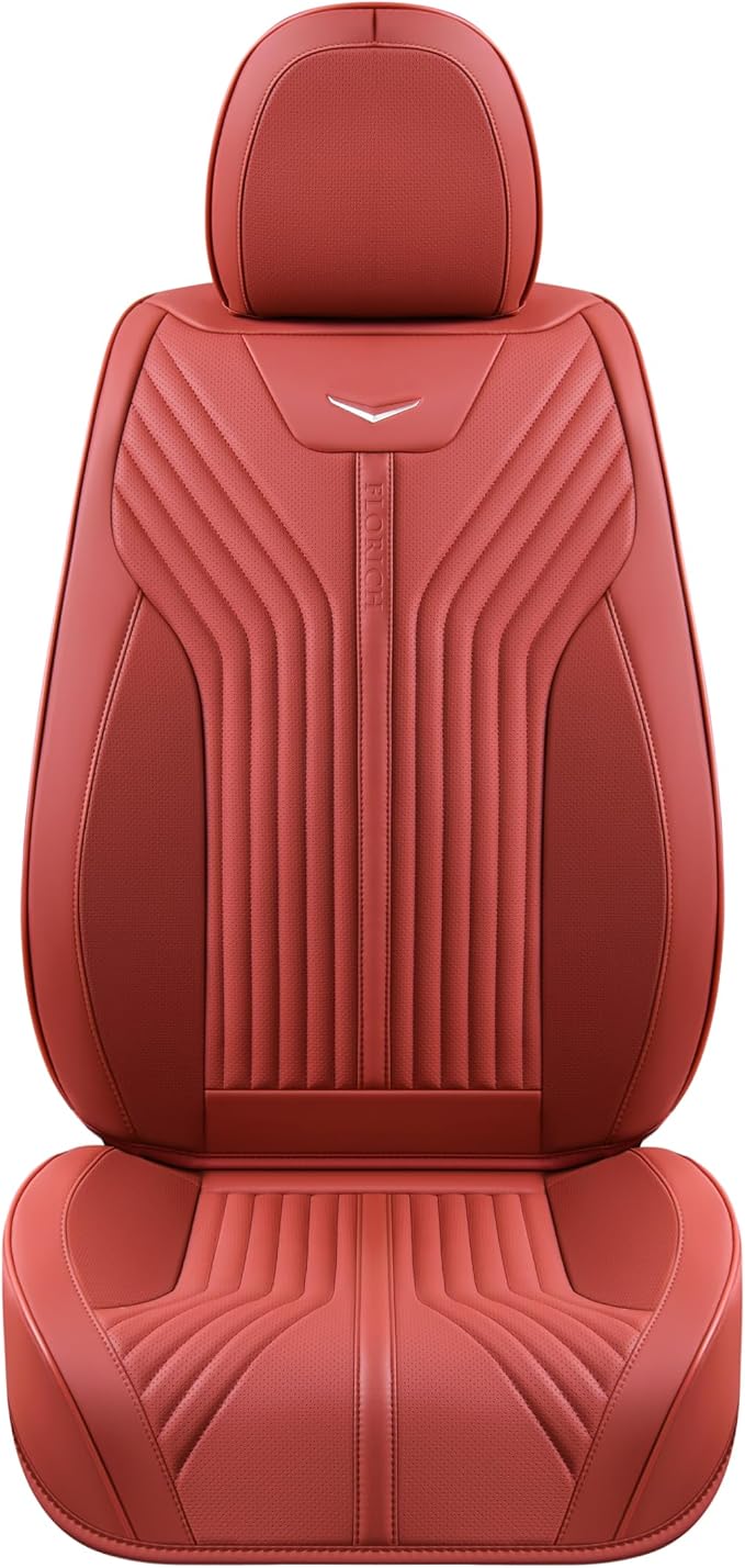 FLORICH Automotive Seat Cover Leather Seat Covers Full Set Front Seat Cover and Back Seat Cover 5 Seats Waterproof Car Seat Cushion Universal Fit for Most Cars Trucks SUV, Red