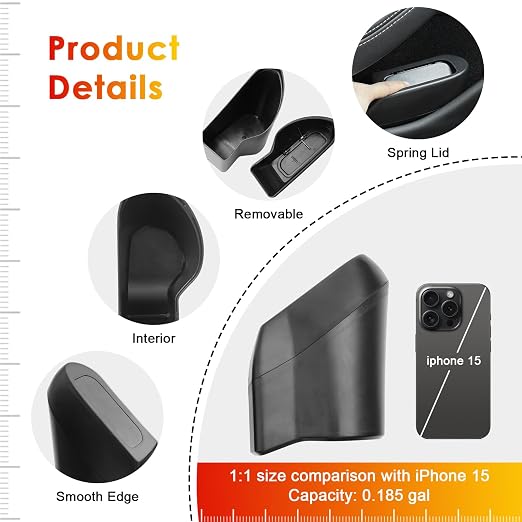 for Tesla Model Y Trash Can Tesla Model 3 Trash Bin for 2018-2024 Tesla Small Car Trash Can for Side Door Model 3 Front Right Door Trash Garbage Bin w/Lid (Tesla Right Side)