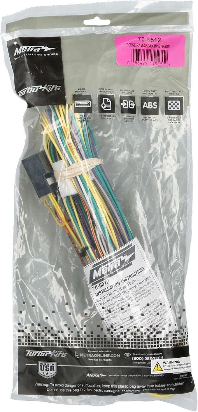 Metra 70-6512 Wiring Harness for 2002-2004 Dodge Ram with Infiniti System