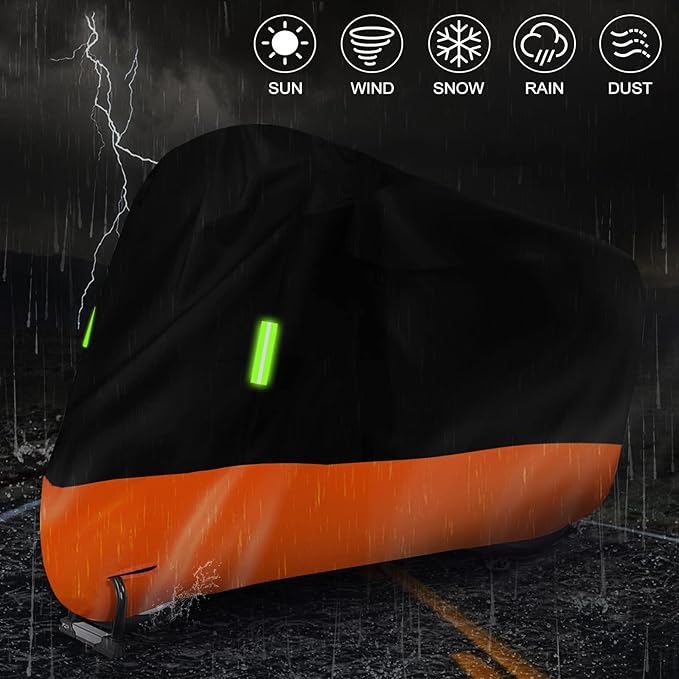 Waterproof Motorcycle Cover Replace for Harley Davidson Touring Road Glide Limited/Ultra Limited with Anti-Theft Lock Hole for Outdoor Rain Snow Protection (101 to 108inches, with Trunk)