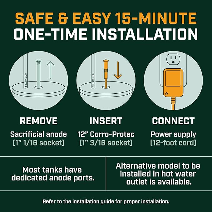 Corro-Protec Powered Anode Rod Installation Kit with Teflon Tape, 1-1/16 Socket, and 1-3/16 Socket - Essential Tool Kit for Easy and Secure Installation