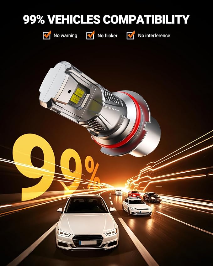 SEALIGHT 9007/HB5 LED Bulb, 900% 46000LM Super Brighter than Origin, 6500K White Canbus Ready, IP68 25000RPM Cooling Fan with 80000Hrs Lifespan, 3Mins Fast Installation, 2 Pack