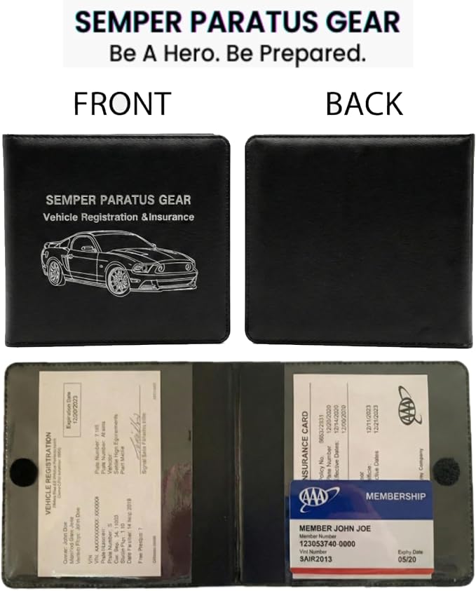 Semper Paratus Gear Car Accessory Bundle – Two Dashboard Phone Mounts & Two Vehicle Registration Holders – Anti-Slip HUD Cell Phone Clip with Vehicle Registration Document Organizer – 4-Pack Set