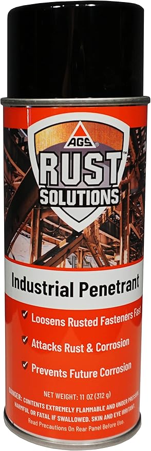 AGS RUST SOLUTIONS Professional Industrial Rust Penetrant Aerosol, 11oz, Deep Penetrating Spray, Ideal for Penetrating Rust Bolts, Rust Loosner, Bolt Lubricant