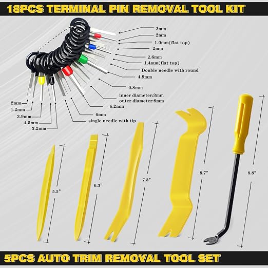 101PCS Automotive Test Light Probe Kit, 3-72V DC LED Digital Automotive Circuit Tester, Car Retainer Clips & Fastener Remover & Terminal Pin Removal Tool Set with Black Carrying Case
