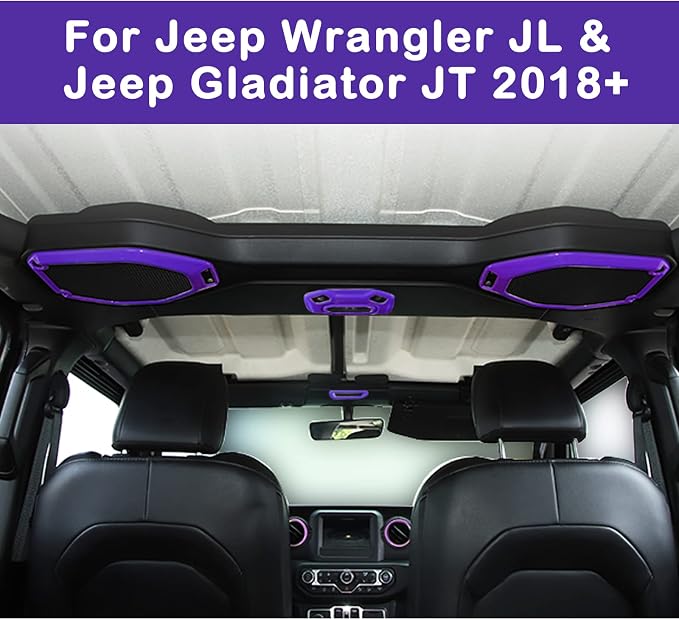 CheroCar 21PCS Full Set Interior Decoration Trim Kit for 2018-2026 Jeep Wrangler JL JLU & Gladiator JT Steering Button Frame, Air Conditioning Vent, Reading Light,Speaker (Purple)