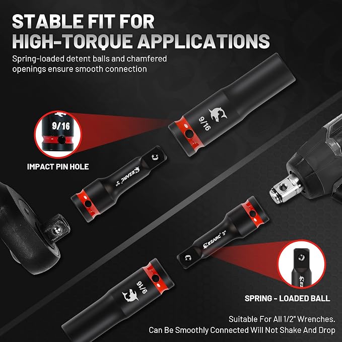 EZARC Diamond Coated Screwdriver Bit Set and EZARC 1/2" Drive Impact Socket Set