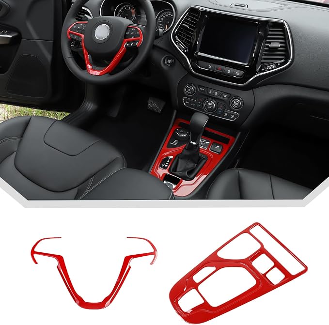 JeCar 2pcs Red Interior Trim Kit for 2019-2022 Jeep Cherokee Interior Accessories