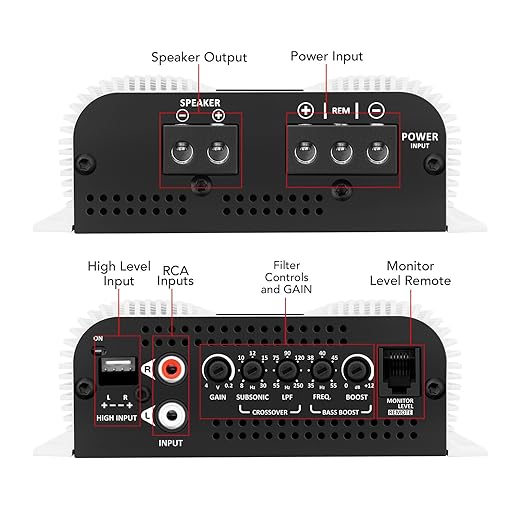 Taramps BASS 400 1 Ohm 1 Channel Mosfet Amplifier 400 Watts RMS, Monoblock, Crossover, Bass Boost, RCA/High Level Input, Class D, Car Audio, Monitor Level Remote/M1 Led Monitor, Great for Subwoofers