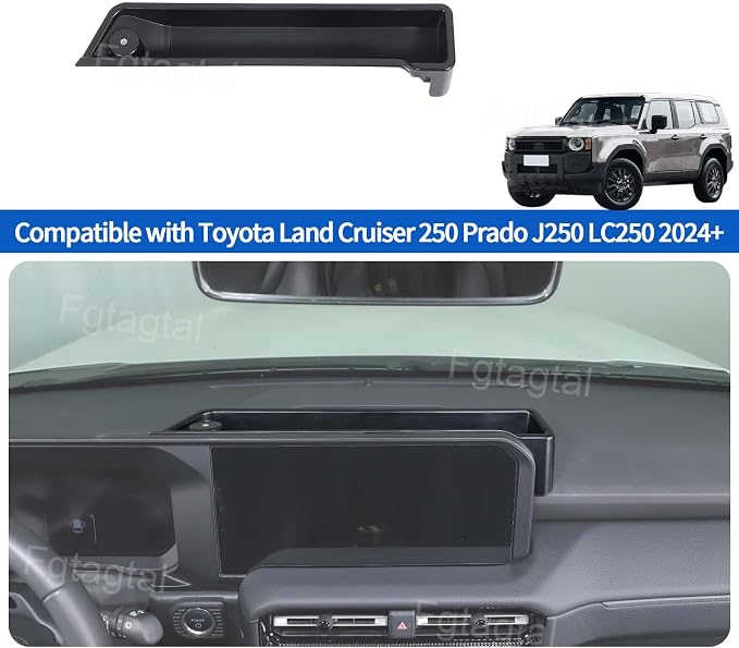 Center Console Storage Box Compatible with Toyota Land Cruiser 250 Prado J250 LC250 2024+, ABS Navigation Screen Rear Storage Tray Organizer, Auto Interior Storage Accessories
