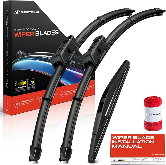 A-Premium APWB568 24"/19"/10" Windshield Wiper Blades Compatible with Honda CR-V 2023 2024 - Front Rear Wipers Blade Set for TLPN/RL3 Arm Connector, with Wear Indicator & Towel (Pack of 3)