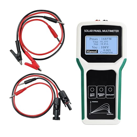 1800W Solar Panel Tester & Power Meter Measuring Range (5~1800W, 20~120V, 0~60A) MPPT Photovoltaic Solar Panel Multimeter for PV Systems, Troubleshooting and Open Circuit Voltage