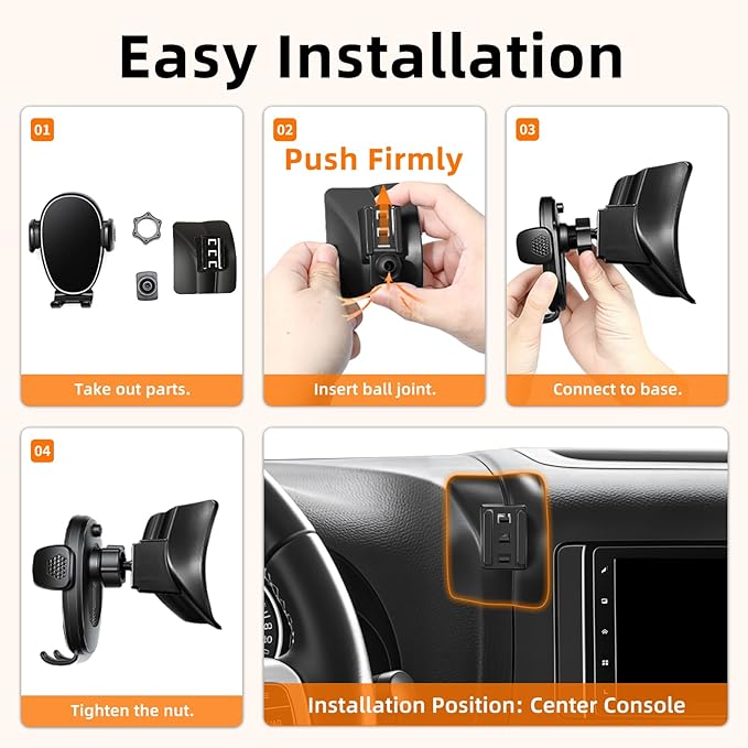 Car Phone Holder for Jeep Wrangler (2011-2016 2017),Dashboard Phone Mount,360 Phone Holder Rotating,Hands Free Mobile Holder,Car Mount for iPhone,Samsung & Android,2015 Wrangler Interior Accessories