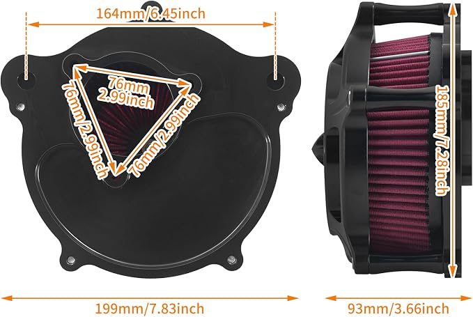 Air Cleaner Filter Aluminum Fit for Harley Touring Road King Street Glide Softail (Black Housing Red Element, D For M8 Touring 17-23 Trike 17-25 Softail 18-24)