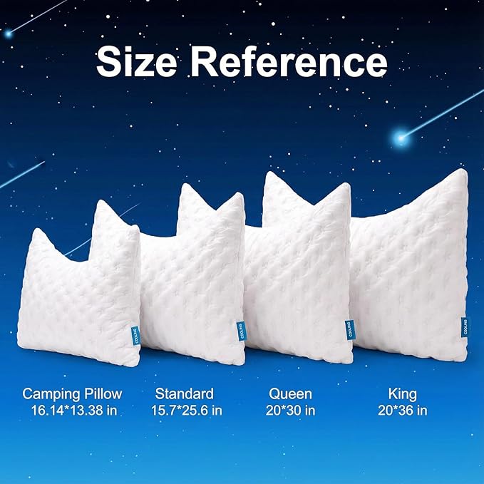 KUCEY Cooling Side Sleeper Pillow for Neck and Shoulder Pain, Luxury Shredded Memory Foam Curved Bed Pillows for Sleeping Set of 1- Adjustable Travel Pillow Size- Washable Cover Crescent White