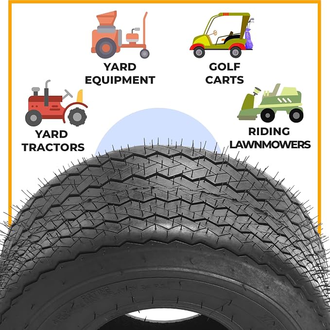 (2-Pack) 18x8.50-8 Tires - 4ply Durable Tubeless Tires for Golf Carts, Traction, Turf Saver Tread, and Fit as Replacement Outdoor Power Equipment Mower Tires