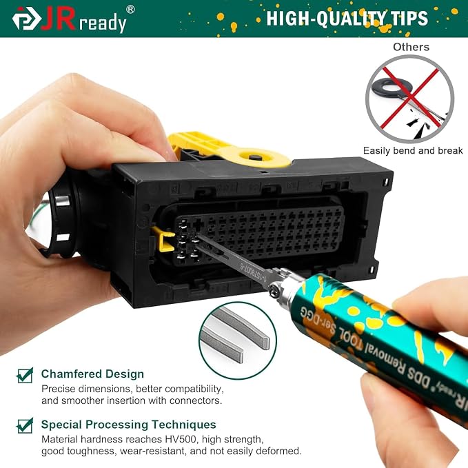 JRready ST5347 Pin Extractor Tool Kit Upgraded Pin Removal Tool with 2 Storage Handles & 26 Replacement Tips, Terminal Removal Tool Kit for Deutsch AMP/TE Molex Delphi JST Harting Connectors etc