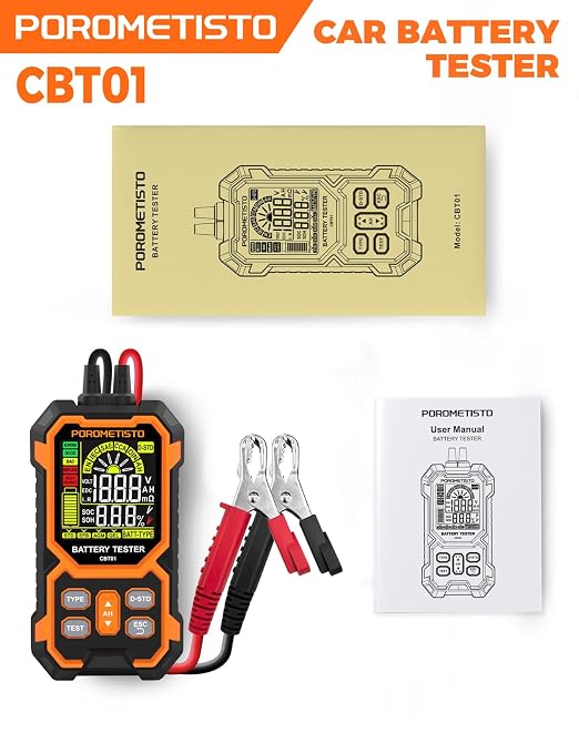 Car Battery Tester, 12V/24V Automotive Battery Diagnostic Tool, 50-2000 CCA Load Capacity, Digital Battery Analyzer & Voltage Meter for Car Truck Motor SUV Boar ATV RV
