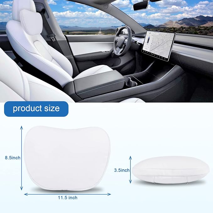 1 Pack Car Headrest Neck Pillow for Tesla Model 3 Model Y Model S Model X Accessories,Car Seat Pillow Head Neck Rest Cushion(White)