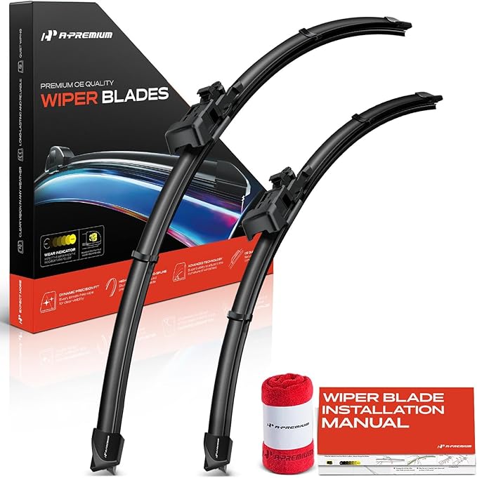 A-Premium APWB085 26'' and 22'' Windshield Wiper Blades Compatible with Ford Explorer 2011-2019 - TL2 Connector, with Wear Indicator & Towel, Left and Right (Pack of 2)