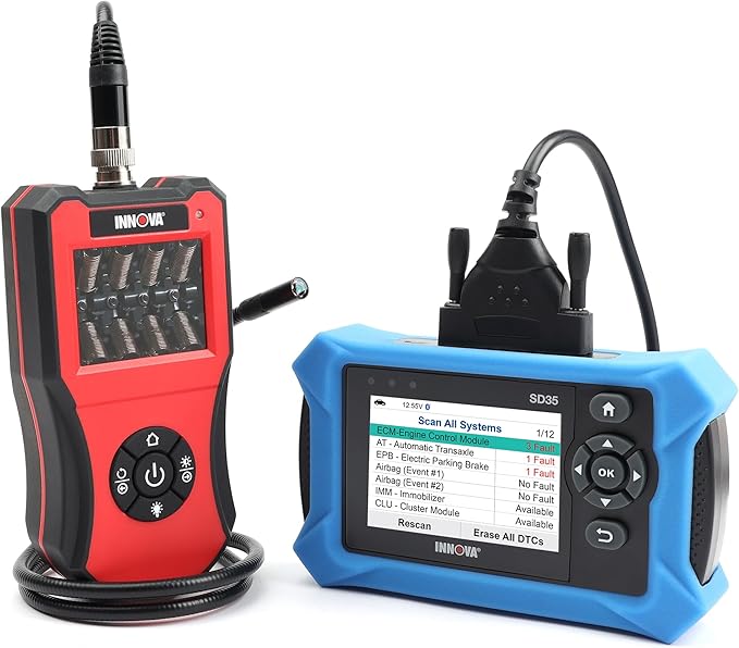 Innova SD35 OBD2 Scanner Tablet Bundle with Innova 3380 Automotive Borescope