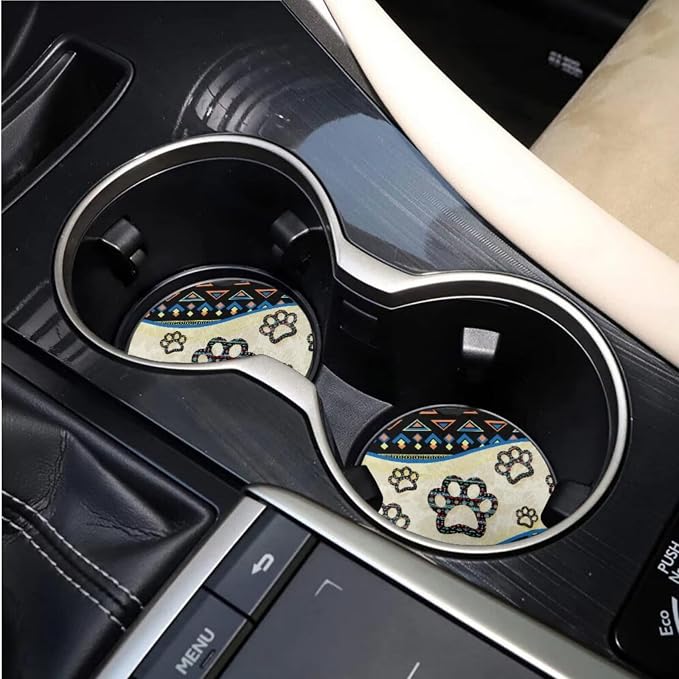 BIGCARJOB 15 Pack Southwest Tribal Paw Car Seat Cover Full Set Auto Seat Headrest Cover Universal Steering Wheel Cover Car Trash Can Hanging Automotive Interior Sets