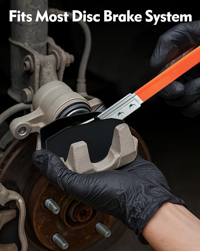 Witaxima 4 in 1 Brake Caliper Compression Tool, Upgraded Caliper Piston Compressor Tool with 360° Swing Ratchets, Brake Pad Spreader, Includes 4 Brake Caliper Hangers for Car Brake Repair Orange