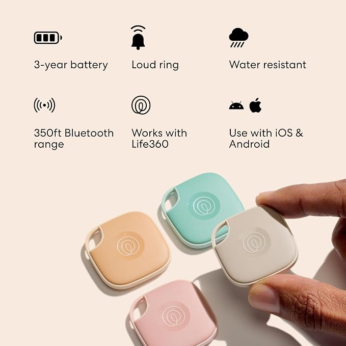 Life360 Tile - Bluetooth Tracker, Keys Finder and Item Locator for Keys, Bags and More. Phone Finder. Both iOS and Android Compatible. 1-Pack (Dune)