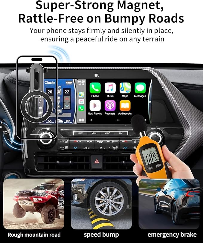 For Toyota Highlander 2020-2025 Interior Accessories,Custom Fit Phone Holder&Magsafe Car Mount,Dual 360°Adjustable,Dual N52 Magnets,Secure&Silent,No Vent Blocking,for iPhone Android,12.3-inch Screen