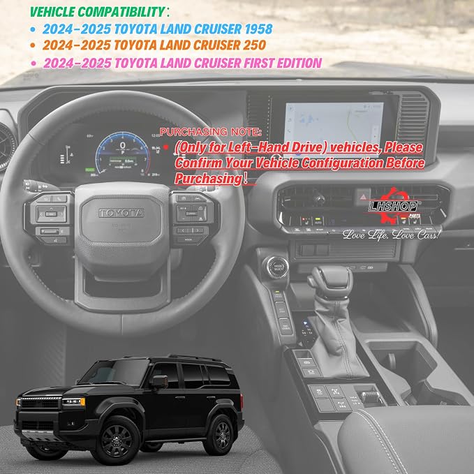 Center Console Cupholder Insert for 2026 2025 2024 Toyota Land Cruiser 1958 LC250 Prado Cup Holder Liners - Protector Cup Drink Coaster Black Car Interior Accessories - TPE