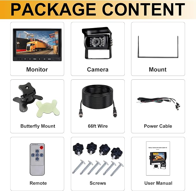 RV Backup Camera, HD 1080P Rear Cam Reverse Back up Camera System with 7 Inch Monitor for RV Truck Trailer Pickup SUV Camper Jeep Car