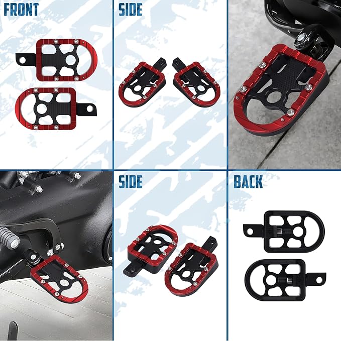 Motorcycle Foot Pegs Male Mount Footrests Offroad Floorboards Fit for Harley Touring Electra Glide Road Glide Road King Dyna Sportster (Red Edge)